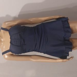 Shekini women's swimsuit Ruffled Hem‎ swimdress navy size S